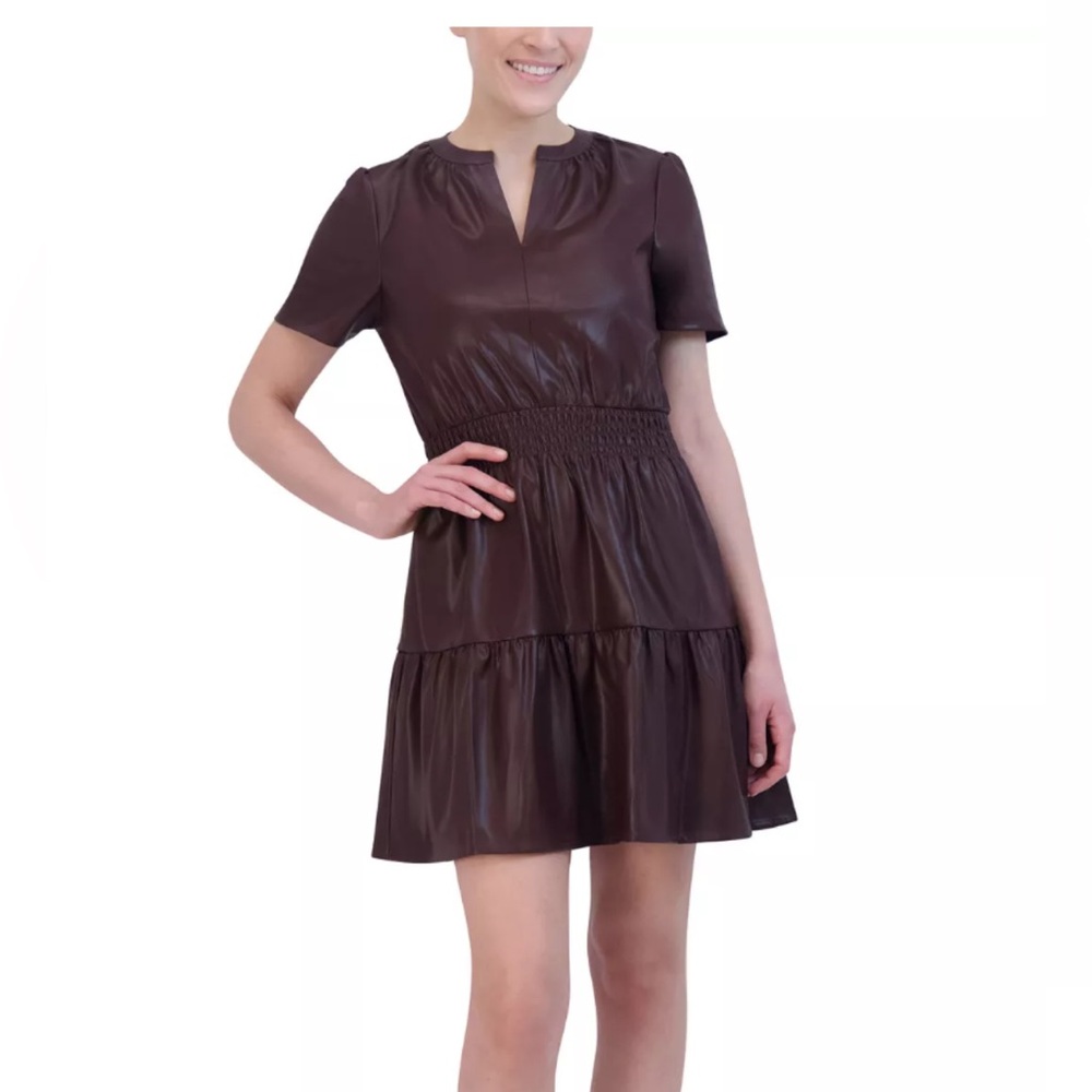 New vigoss women’s relaxed fit midweight faux leather brown dress size L,,M,S,XL
